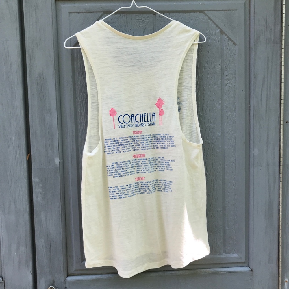 Coachella Women's Cream Graphic Muscle Tank - Palm Tree Print - Picture 3 of 7